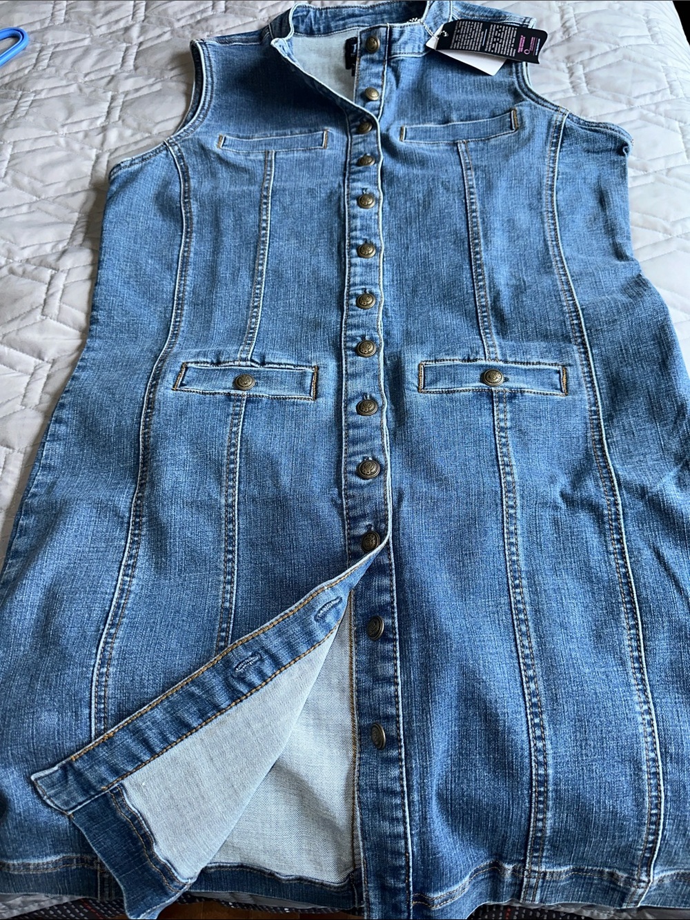 Sz M⭐️NWT FDJ Sleeveless Denim Dress/Vest